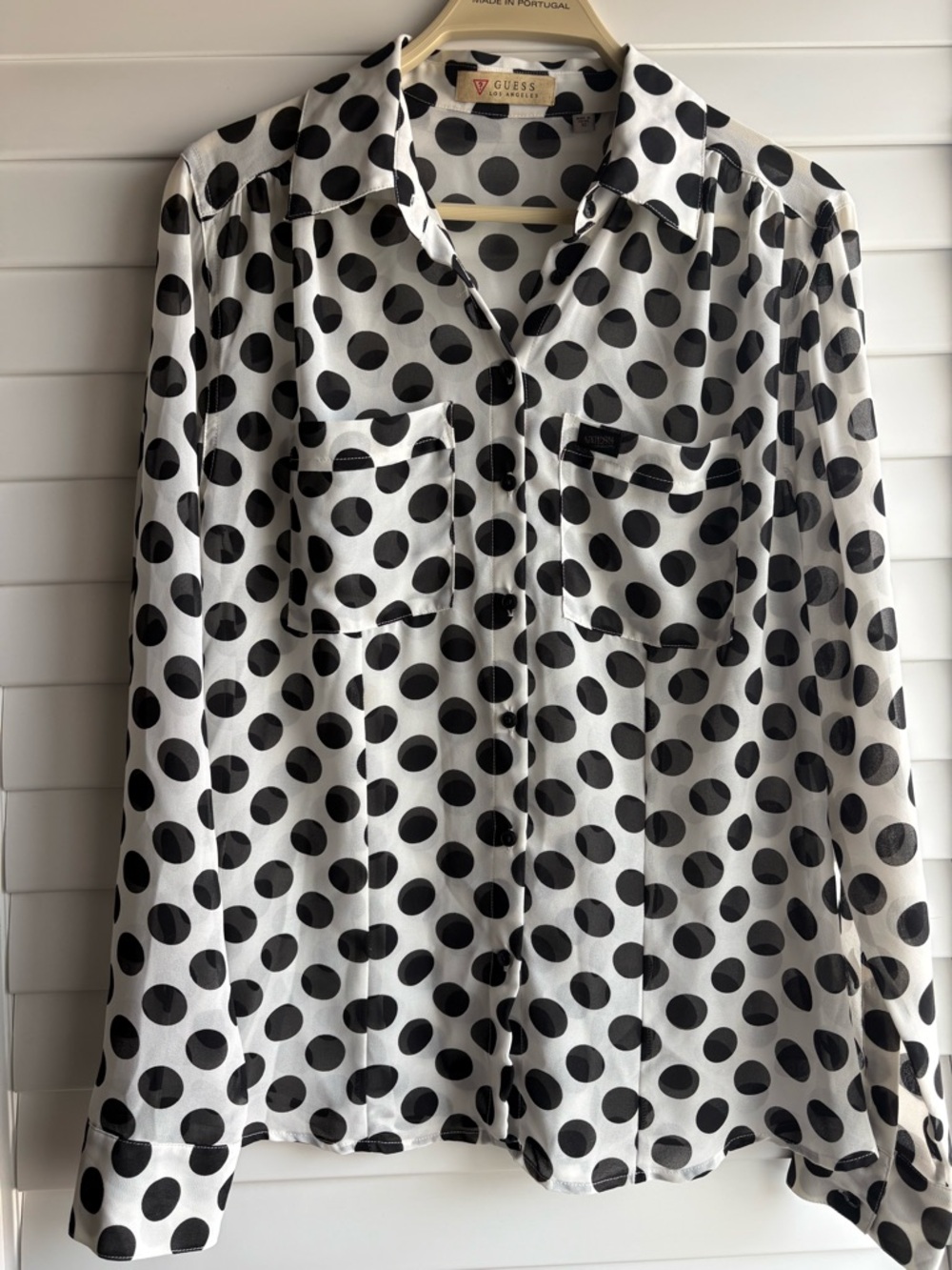 Guess Black and White Polka Dot Blouse